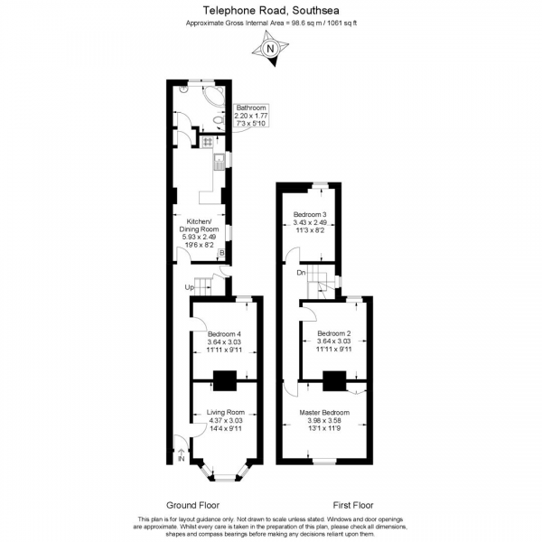 Floor Plan Image for 4 Bedroom Terraced House for Sale in Telephone Road, Southsea