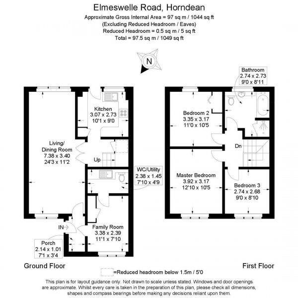 Floor Plan Image for 3 Bedroom Semi-Detached House for Sale in Elmeswelle Road, Waterlooville