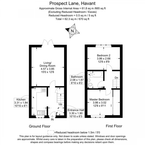 Floor Plan for 2 Bedroom Terraced House for Sale in Prospect Lane, Havant, PO9, 5NY - Offers in Excess of &pound240,000