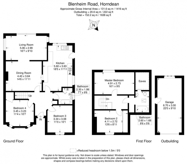 Floor Plan for 4 Bedroom Semi-Detached Bungalow for Sale in Blenheim Road, Waterlooville, PO8, 9TQ - Guide Price &pound400,000