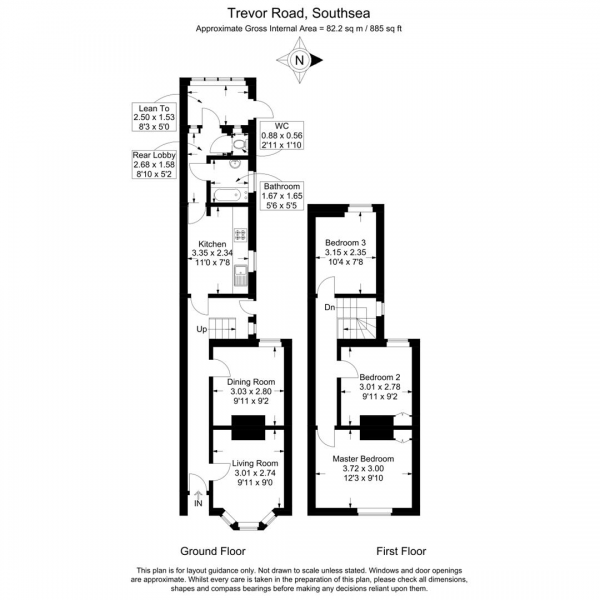 Floor Plan Image for 3 Bedroom Terraced House for Sale in Trevor Road, Southsea