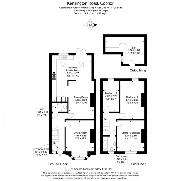 Floor Plan Image for 3 Bedroom Terraced House for Sale in Kensington Road, Portsmouth