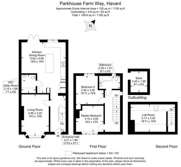 Floor Plan for 2 Bedroom End of Terrace House for Sale in Parkhouse Farm Way, Havant, PO9, 4DN - Offers in Excess of &pound260,000