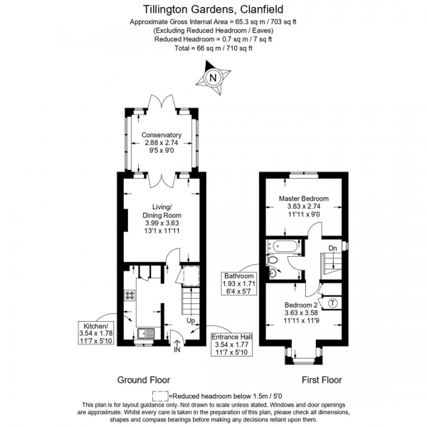 Floor Plan for 2 Bedroom Semi-Detached House for Sale in Tillington Gardens, Clanfield, Waterlooville, PO8, 0XQ - OIRO &pound290,000