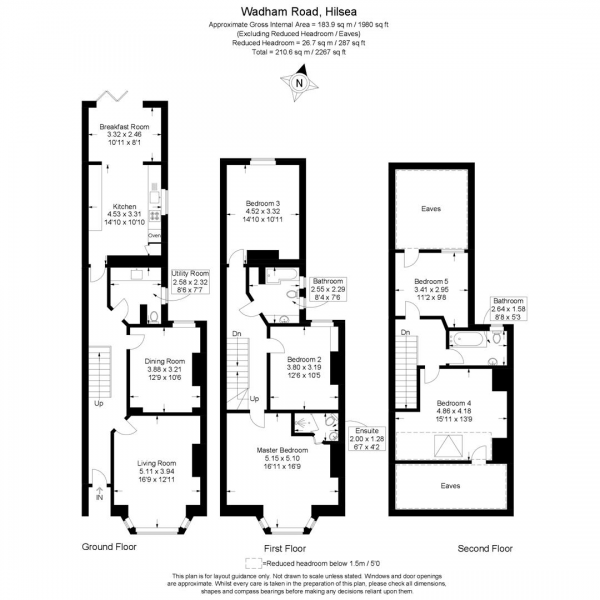 Floor Plan for 5 Bedroom Terraced House for Sale in Wadham Road, Portsmouth, PO2, 9EE - Offers in Excess of &pound390,000