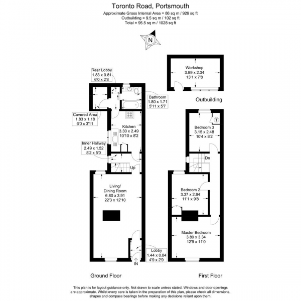 Floor Plan Image for 3 Bedroom Property for Sale in Toronto Road, Portsmouth