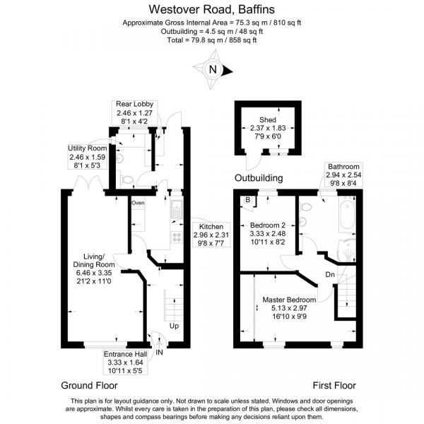 Floor Plan Image for 2 Bedroom End of Terrace House for Sale in Westover Road, Portsmouth