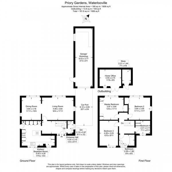 Floor Plan Image for 4 Bedroom Detached House for Sale in Priory Gardens, Waterlooville