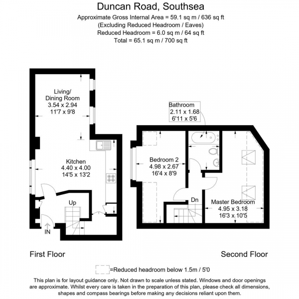 Floor Plan for 2 Bedroom Apartment for Sale in Duncan Road, Southsea, PO5, 2QT -  &pound220,000