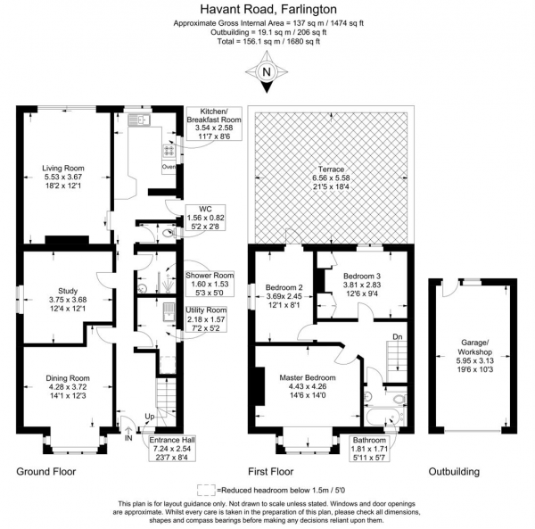 Floor Plan for 4 Bedroom Detached House for Sale in Havant Road, Farlington, Portsmouth, PO6, 1NE - OIRO &pound550,000