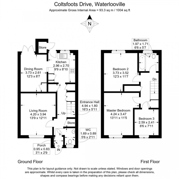 Floor Plan Image for 3 Bedroom End of Terrace House for Sale in Coltsfoot Drive, Waterlooville