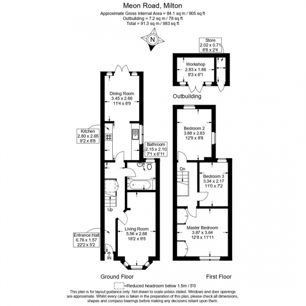 Floor Plan Image for 3 Bedroom End of Terrace House for Sale in Meon Road, Southsea