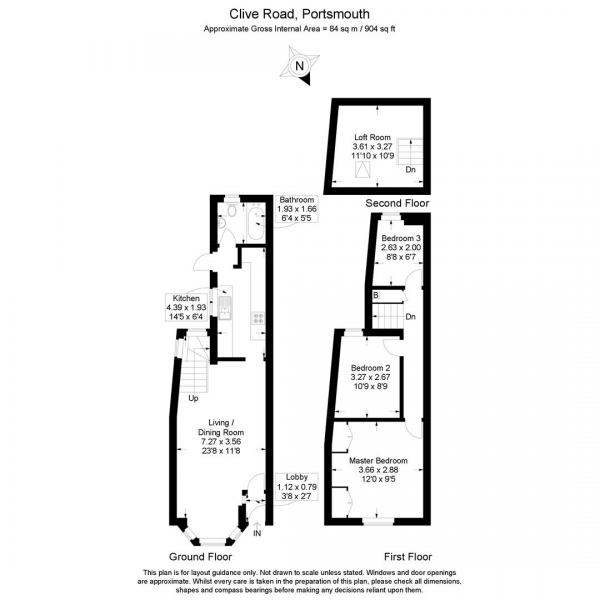 Floor Plan Image for 3 Bedroom Terraced House for Sale in Clive Road, Portsmouth