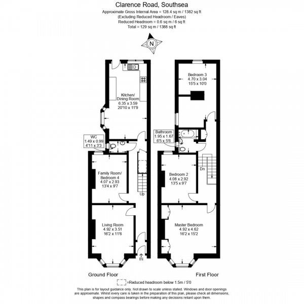 Floor Plan Image for 4 Bedroom Terraced House for Sale in Clarence Road, Southsea