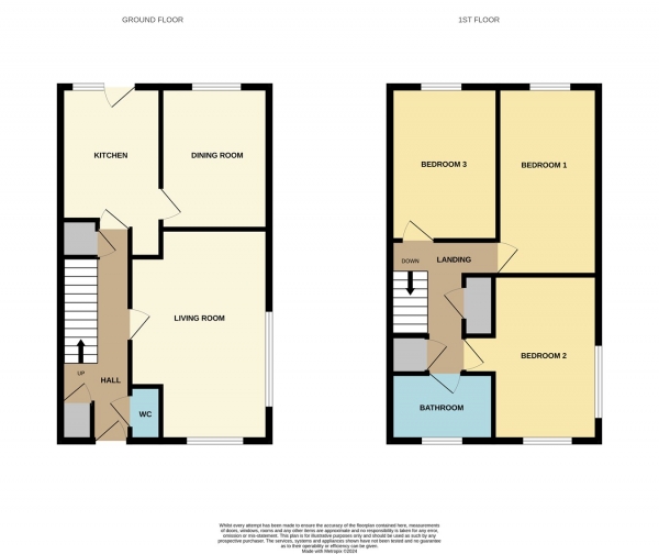 Floor Plan Image for 3 Bedroom End of Terrace House for Sale in Mill Lane Close, Pershore, WR10