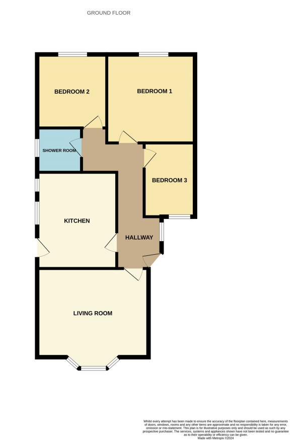 Floor Plan for 3 Bedroom Semi-Detached Bungalow for Sale in Bilford Avenue, Worcester, WR3, WR3, 8PJ - Offers in Excess of &pound250,000