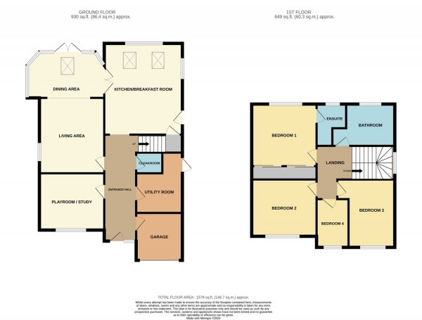 Floor Plan Image for 4 Bedroom Detached House for Sale in Elm Green Close, Worcester, WR5