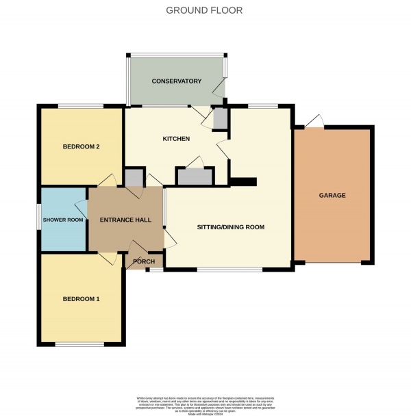 Floor Plan for 2 Bedroom Detached Bungalow for Sale in Brookside, Kempsey, Worcester, WR5, WR5, 3LB - OIRO &pound320,000