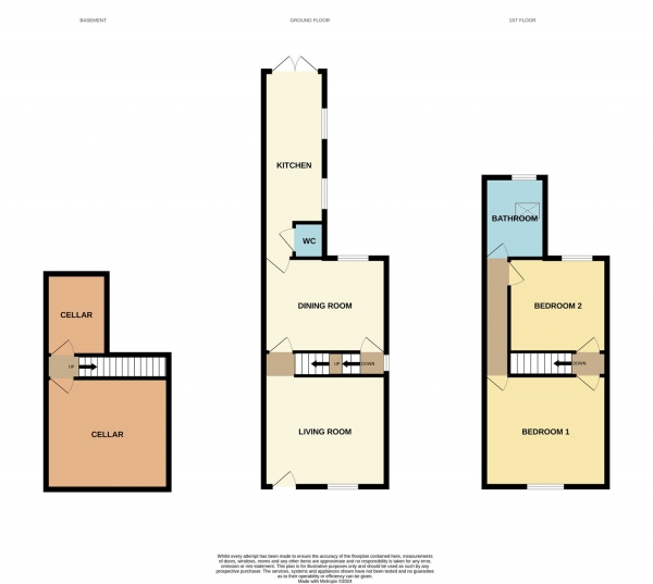 Floor Plan Image for 2 Bedroom End of Terrace House to Rent in Lyttleton Street, Barbourne, Worcester, WR1