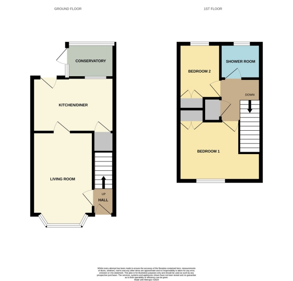 Floor Plan for 2 Bedroom End of Terrace House for Sale in Bicton Avenue, St Peters, Worcester, WR5, WR5, 3TF - Offers in Excess of &pound200,000