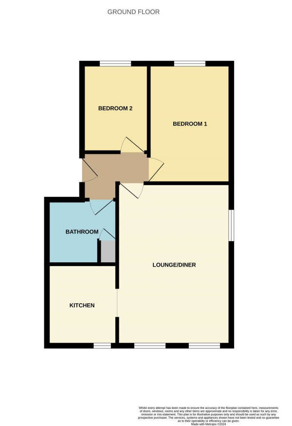 Floor Plan Image for 2 Bedroom Apartment to Rent in Checketts Court, Droitwich Road, Claines, WR3