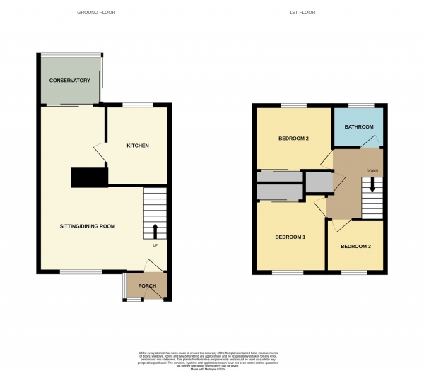 Floor Plan Image for 3 Bedroom End of Terrace House for Sale in Courtland Close, Claines, Worcester, WR3