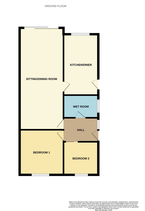 Floor Plan Image for 2 Bedroom Semi-Detached Bungalow for Sale in Kirkstone Drive, Worcester, WR4