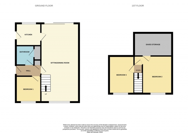 Floor Plan Image for 3 Bedroom Semi-Detached House for Sale in Montreal Close, Lower Wick, Worcester, WR2