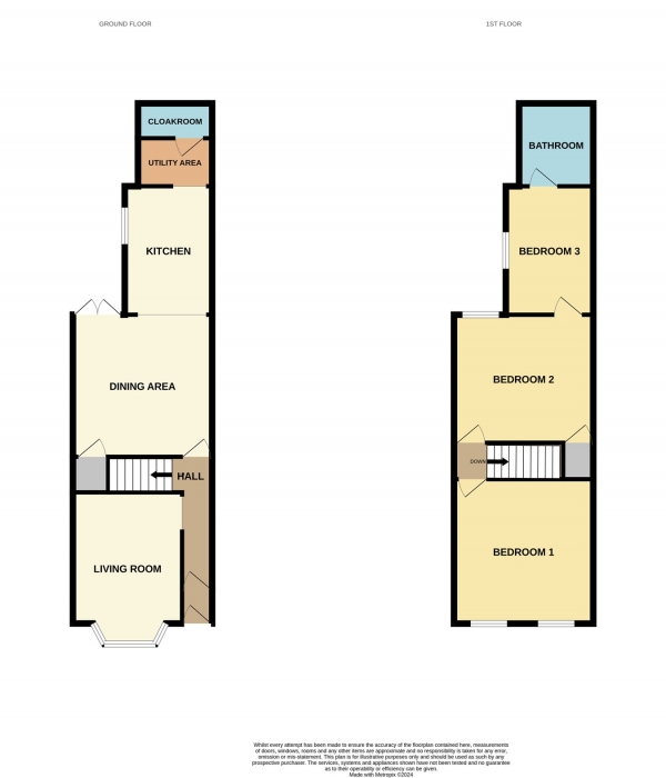 Floor Plan for 3 Bedroom Terraced House for Sale in Shrubbery Road, Barbourne, Worcester, WR1, WR1, 1QR - Offers Over &pound325,000