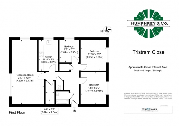 Floor Plan for 3 Bedroom Property for Sale in Tristram Close, London, E17, 3SR - Guide Price &pound350,000