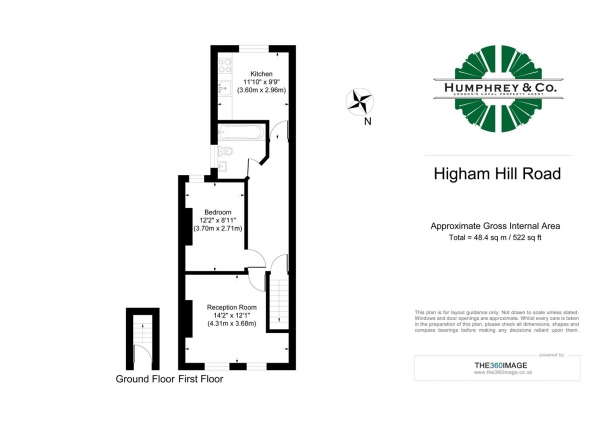 Floor Plan Image for 1 Bedroom Property for Sale in Higham Hill Road, London