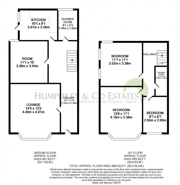 Floor Plan for 3 Bedroom Terraced House for Sale in Washington Avenue, London, E12, 5JB - Guide Price &pound450,000