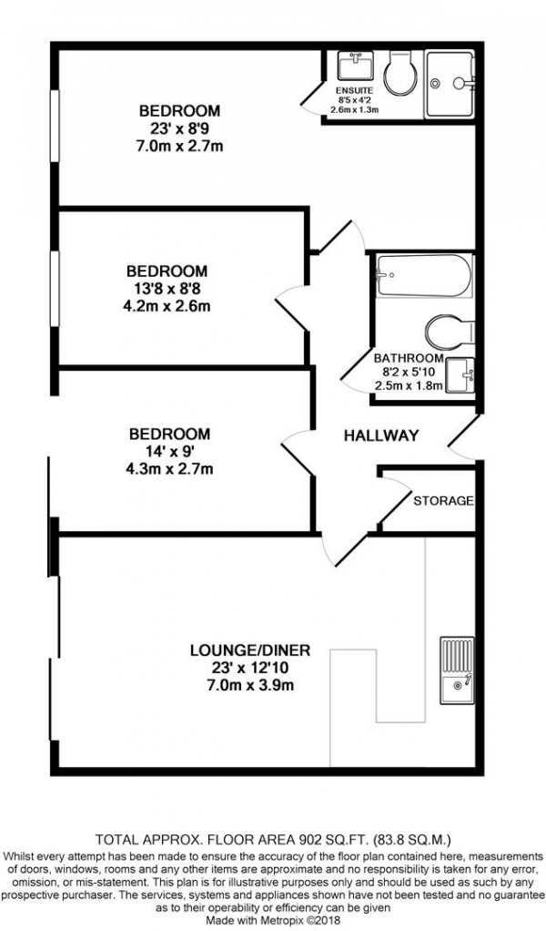 Floor Plan for 3 Bedroom Flat to Rent in Boulevard Drive, Colindale, NW9 5XD, NW9, 5XD - £646 pw | £2800 pcm