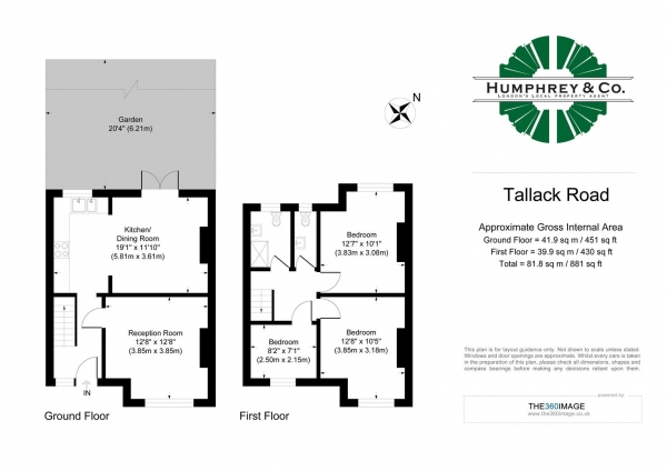 Floor Plan for 3 Bedroom Property for Sale in Tallack Road, London, E10, 7JR - Guide Price &pound575,000