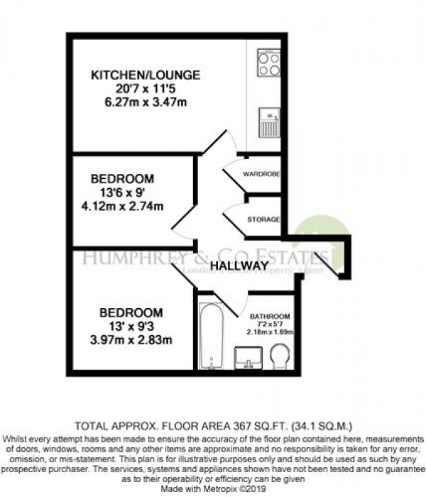 Floor Plan for 2 Bedroom Flat to Rent in Southernhay, Basildon, SS14, 1FG - £323 pw | £1400 pcm