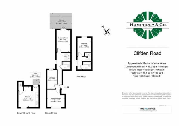 Floor Plan Image for 3 Bedroom Flat to Rent in Clifden Road, London, E5