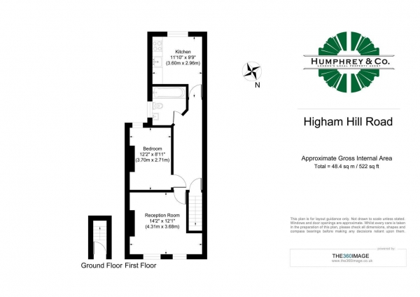 Floor Plan for 1 Bedroom Flat to Rent in Higham Hill Road, London, E17, 5RQ - £346 pw | £1500 pcm