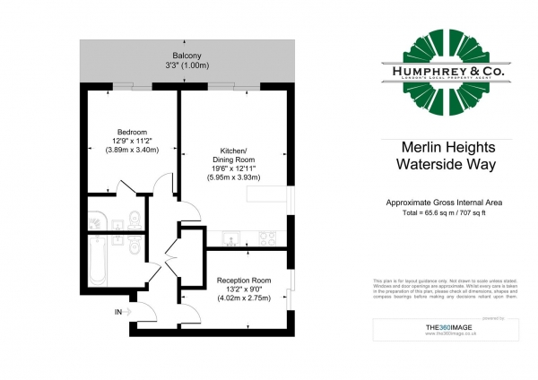 Floor Plan Image for 2 Bedroom Flat to Rent in Merlin Heights, Waterside Way