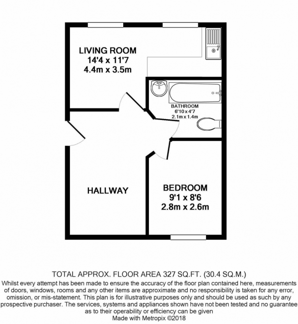 Floor Plan Image for 1 Bedroom Flat to Rent in Glenarm Road, Hackney, E5 0LZ