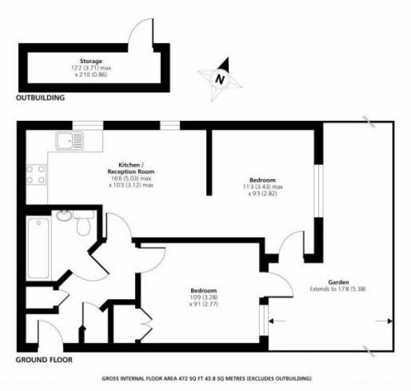 Floor Plan Image for 2 Bedroom Flat to Rent in Lockwood Place