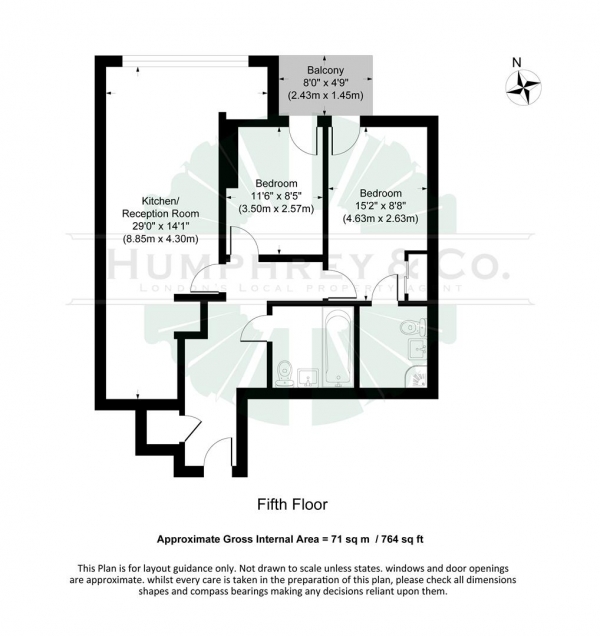 Floor Plan Image for 2 Bedroom Flat to Rent in Merlin Heights, Waterside Way