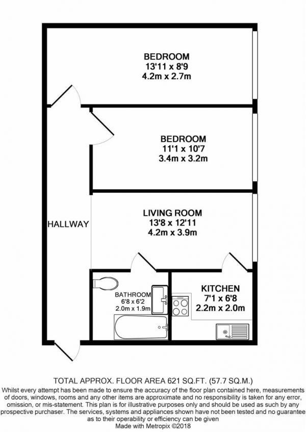 Floor Plan Image for 2 Bedroom Flat to Rent in Green Lanes