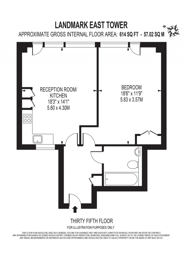 Floor Plan Image for 1 Bedroom Apartment for Sale in Marsh Wall, London, E14