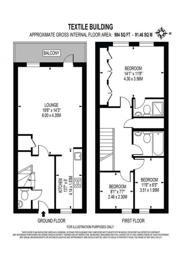 Floor Plan Image for 3 Bedroom Apartment for Sale in 31a Chatham Place, LONDON, E9