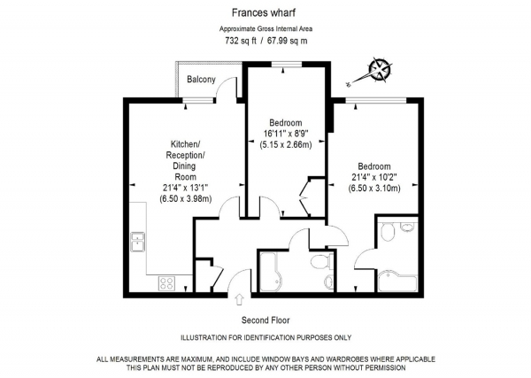 Floor Plan Image for 2 Bedroom Apartment for Sale in 11 Frances Wharf, Westferry, London, E14