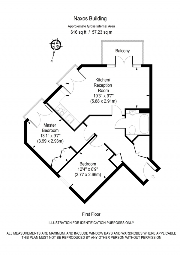 Floor Plan Image for 2 Bedroom Apartment for Sale in Hutchings Street, London, E14