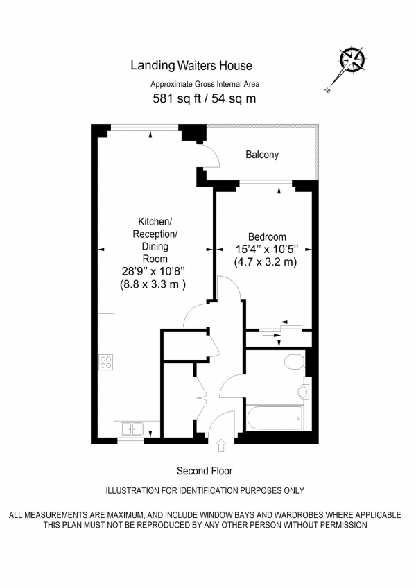 Floor Plan Image for 1 Bedroom Apartment to Rent in New Village Avenue, Aberfeldy Village, London, E14