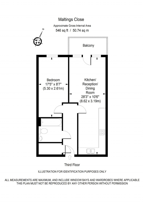 Floor Plan Image for 1 Bedroom Flat for Sale in Maltings Close, London, E3