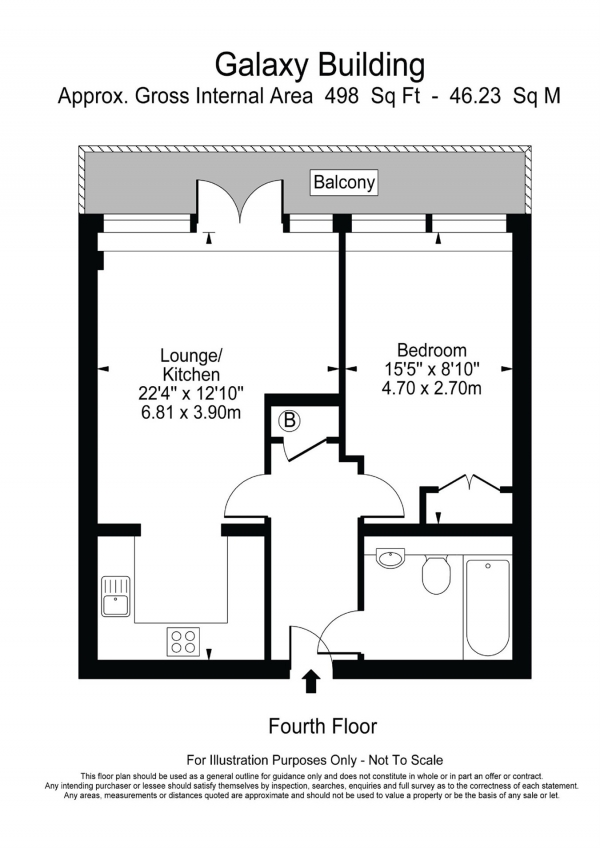 Floor Plan Image for 1 Bedroom Apartment for Sale in Galaxy Building, 5 Crews Street, London, E14