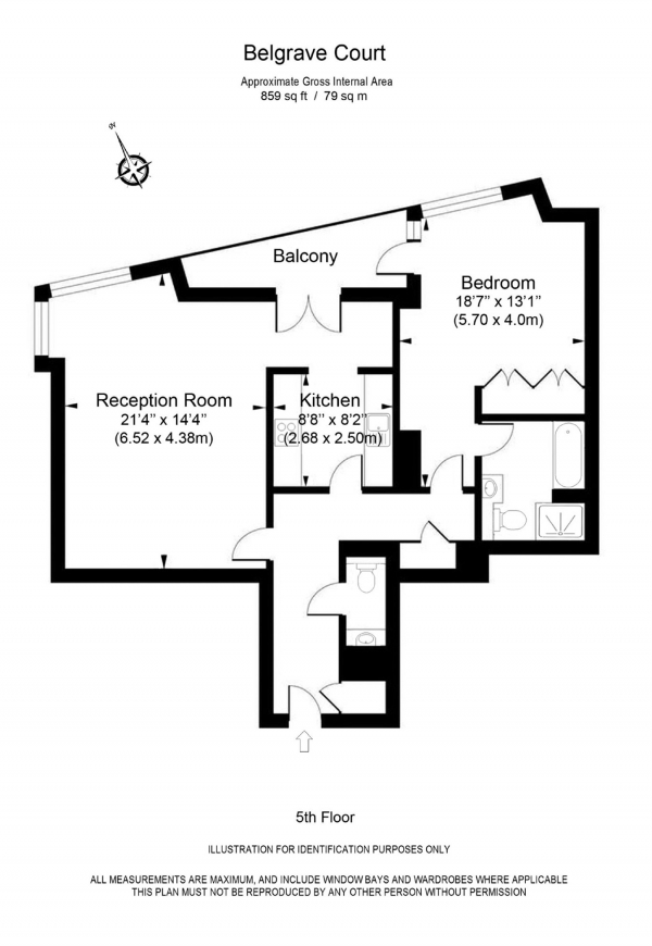 Floor Plan Image for 1 Bedroom Apartment for Sale in Belgrave Court, 36 Westferry Circus, London, E14